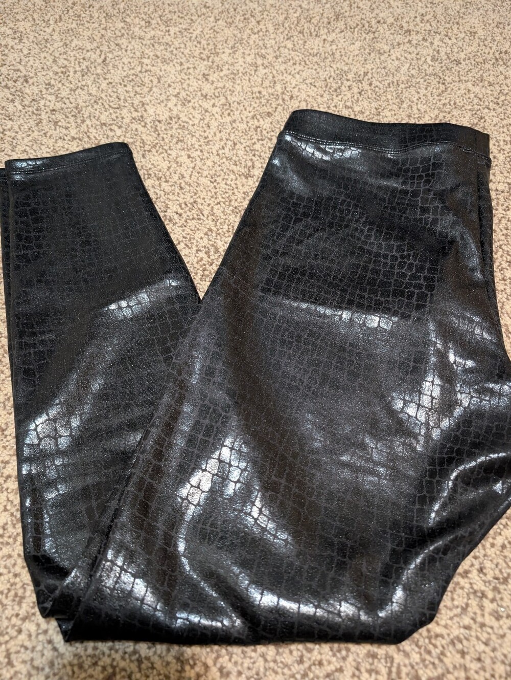 Express Black Croc-Embossed Faux Leather Leggings